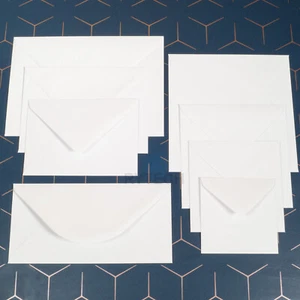 White Greeting Card Or Invitation Envelopes Diamond Flap 100GM Wedding Christmas - Picture 1 of 31