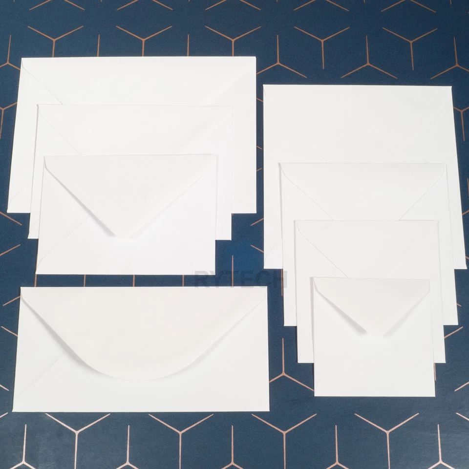 White Greeting Card Or Invitation Envelopes Diamond Flap 100GM Wedding Christmas - Image 1 of 1