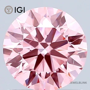 IGI Certified 1 Carat Fancy Vivid Pink VS2 Round Cut CVD Lab Grown Diamond - Picture 1 of 16