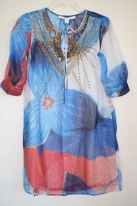 BNWT DVF Diane von Furstenberg Nessa Silk Chiffon Dress, Batik Land, 2 XS 625