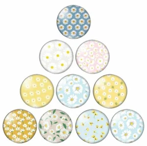 10 verschiedene 10|12|14 mm Glas Cabochons Gänseblumen Daisy Muster floral - Bild 1 von 1