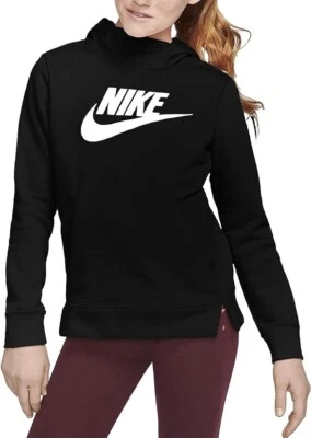 Sudadera con capucha suéter Nike para niñas NSW (negro/blanco, mediano) BV2717-010 Foto 1 de 2