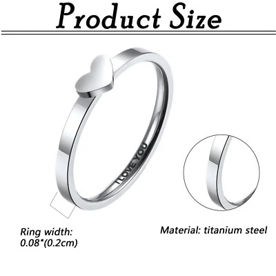 I Love You Matching Heart Couple Rings Wedding Promise Band Titanium Steel 6-11 - Image 1 of 4