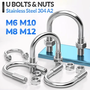 U Bolts & 2 Hex Nuts Clamp Pipe Tube Marine M6 M8 M10 M12 Stainless Steel 304 A2 - Picture 1 of 121