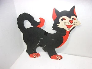 Antiguo Antiguo RARO Cartón Troquelado Gato Negro Halloween Stand Up - Imagen 1 de 11