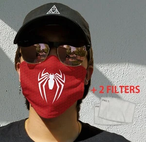 Spider Face Mask With Filters &Pocket Washable Reusable Adult & Kids face Mask - Picture 1 of 11