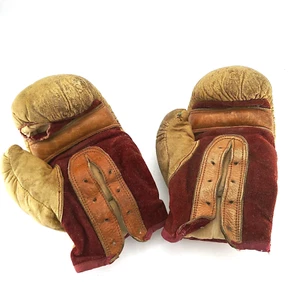 Juego de 2 guantes de boxeo vintage de los años 30 con cordones para niños GRAN exhibición - Imagen 1 de 10