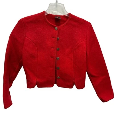 Suéter Giesswein Tirol Mujer Tejido Cárdigan Chaqueta Lana Talla 42 M Rojo Plata BTt Foto 1 de 4