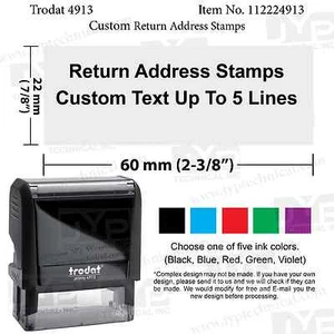 Custom Return Address Stamp Trodat 4913 Self Inking Rubber Stamp - Picture 1 of 6