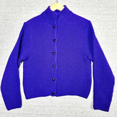 VTG Sanfacon Sz M Uruguay Hand Loomed Wool Knit Cardigan Sweater Cottage Work - Image 1 of 4