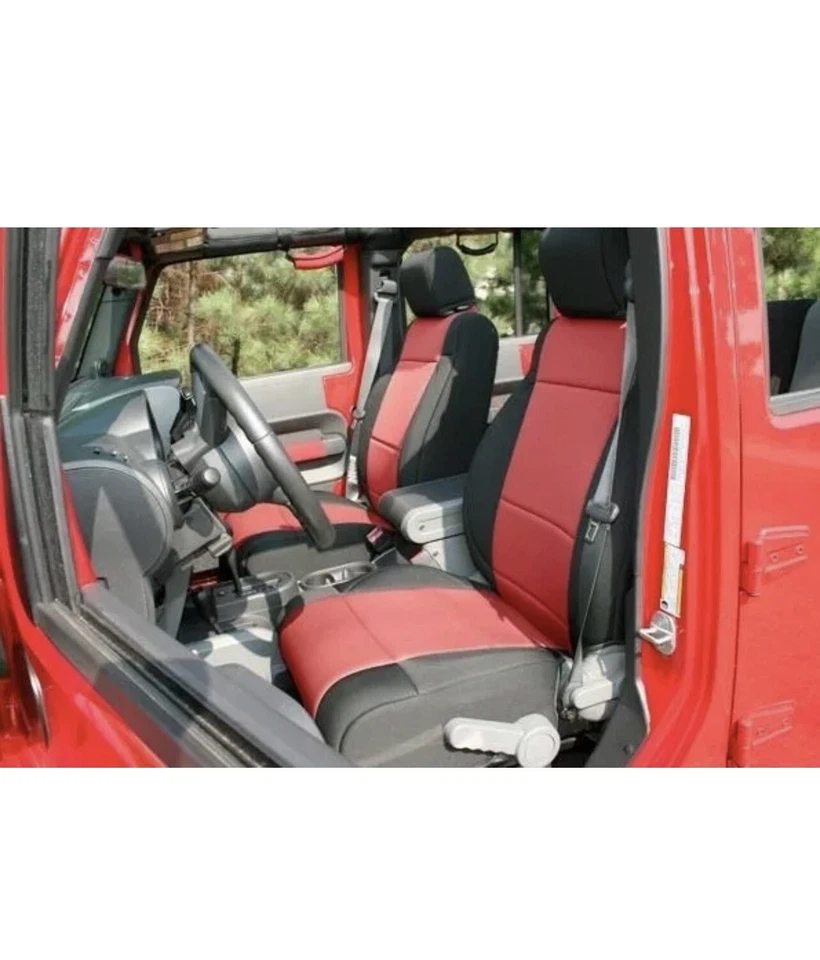Fundas de asiento delanteras de neopreno rojo para Jeep Wrangler JK 11-18 13215.53 Rugged Ridge Foto 1 de 4