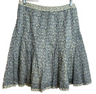 Sundance Women's Size 14 Skirt Blue Floral A-Line Fully Lined Side Zip Cotton
