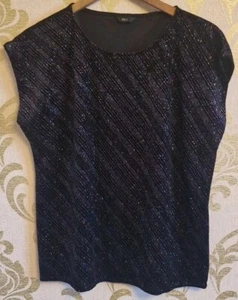 Ladies Black Multicoloured Glitter Sleeveless Party Top By M&Co Size 14 - Picture 1 of 7