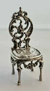 Vtg 1979 Miniature Solid 925 Sterling Silver Chair Hallmarked London 15g - Picture 1 of 6