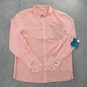 Coolibar Shirt Adult Large Pink White Fiera Smart Button Up Long Sleeve UPF 50+ - Picture 1 of 15