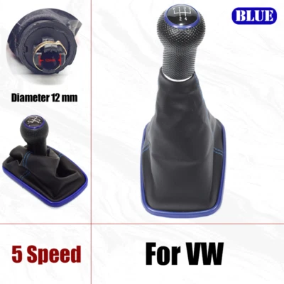 Perilla de cambio de marchas manual azul 5 velocidades 12 mm para Volkswagen Mk4 Golf Jetta Bora Foto 1 de 4