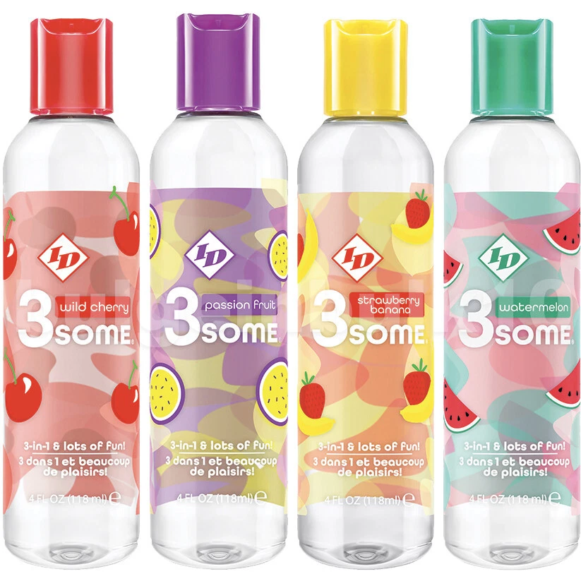 ID 3some 3-en-1 sensación de calentamiento lamible masaje oral lubricante con sabor 4 oz Foto 1 de 1