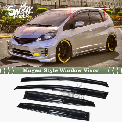 PARA HONDA FIT GE8 JDM 2009-2014 3D ONDULADO ESTILO MUGEN VENTANA VISERA PROTECTOR CONTRA LA LLUVIA VENTILACIÓN Foto 1 de 4