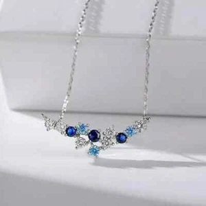 2Ct Round Cut Lab Created Blue Topaz Women Wedding Pendant 14k White Gold Plated - Picture 1 of 5