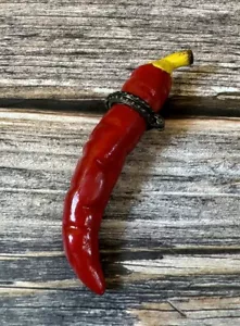 Vintage Trinket Box RED CHILI PEPPER - Picture 1 of 4