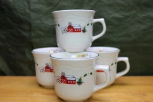 Pfaltzgraff SNOW VILLAGE Set of 4 Coffee Cups Holiday - Picture 1 of 5