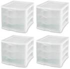 Sterilite ClearView Compact Stacking 3 Drawer Storage Organizer System, (4 Pack)
