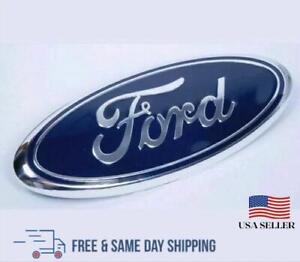 FORD BLUE & CHROME 2004-2016 F150 FRONT GRILLE/ TAILGATE 9 inch Oval Emblem 1PCS