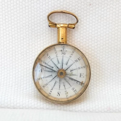 GEORGIAN GILT POCKET COMPASS Antique English Vintage Fob c.1815 - Image 1 of 4