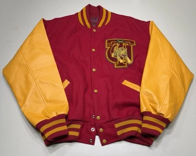 Tuskegee University Letterman Varsity  Jacket Faux Leather Sleeves Men’s Sz: 48 - Image 1 of 4