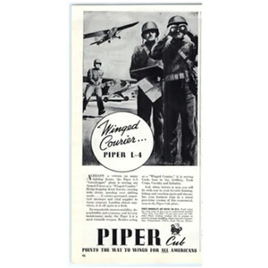 1943 Print Ad Piper Cub Winged Courier Piper L-4 Grasshopper Army Plane WWII! - Picture 1 of 2