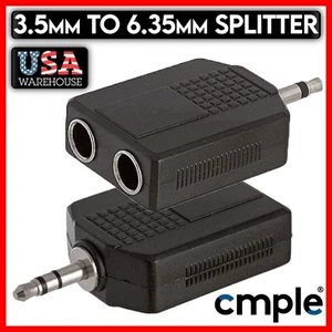 Convertidor de 3,5 mm a 2x6,35 mm Adaptador de audio para auriculares de 1/4" mono/estéreo divisor en Y - Imagen 1 de 9