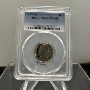 👉1977- S 5C Jefferson Nickel Proof PCGS PR69DCAM Deep Cameo PR69 - Picture 1 of 3