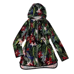 C&C California Floral Print Lightweight Full Zip Hooded Jacket Womens M - Picture 1 of 5