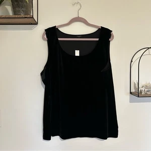 Blusa sin mangas Talbots Plus negra sin mangas de terciopelo negra talla 3X nueva con etiquetas - Imagen 1 de 5