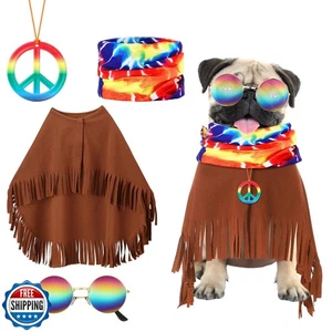 Huhumy 4 Piezas Disfraz de Perro Hippie Mascota Perro Hippie Conjunto de Disfraz Incluye Gafas de Sol - Imagen 1 de 5