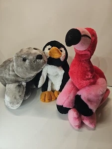 LOT OF 3 MARY MEYER FLIP FLOPS PLUSH ~ SEAL, FLAMINGO, AND PENGUIN VTG - Picture 1 of 16