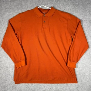 LL Bean Mens Large Long Sleeve Polo Shirt Orange Cotton - Picture 1 of 5