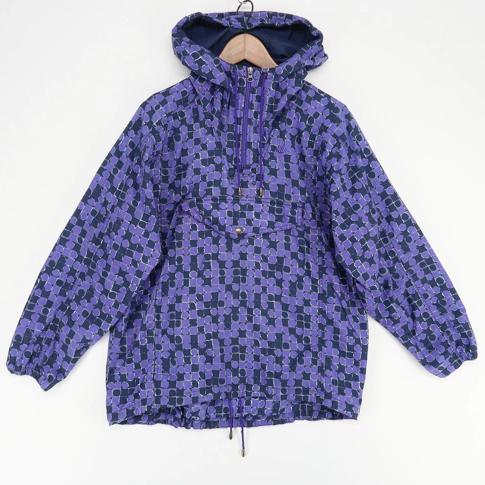 Chaqueta Nike Vintage Mujer Pequeña Púrpura Azul Marino Geométrica Con Capucha Pullover Años 90 Retro Foto 1 de 4