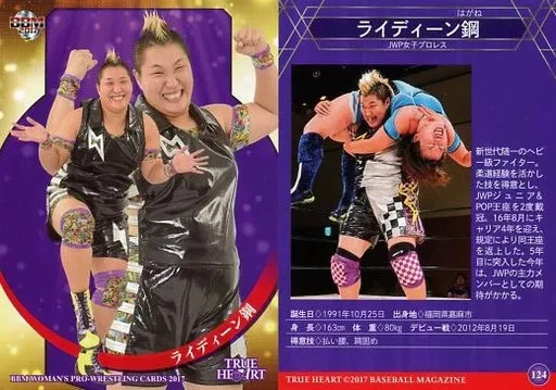 Raiden Steel Women's Pro Wrestling Card 2017 True Heart 124 Rare BBM Series Used - Image 1 of 1