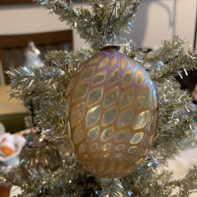 RARO Craig Dudos Arte Vidrio Ornamento 2002 Líneas Artísticas Iridiscentes Firmado Foto 1 de 4