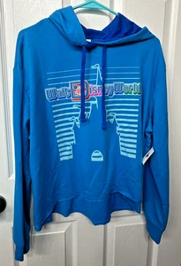!New Walt Disney World Hoodie Cinderella Castle Blue Hooded Sweatshirt Sz Large - Picture 1 of 2