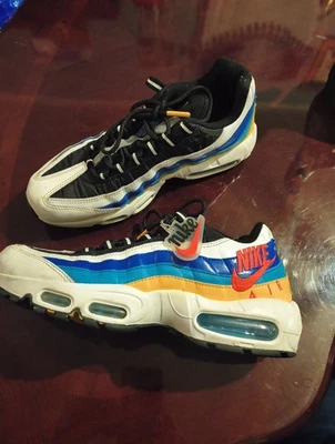 Nike Air Max 95 Cortavientos Talla 8.5 Tenis Zapatos Amarillo Azul Blanco AJ2018-123 Foto 1 de 4