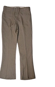 LEE Leesures Pants Men's 32 Brown 70's Slacks Flared Leg Talon Zipper Disco - Picture 1 of 10