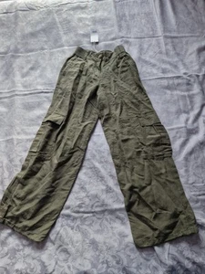 Next Petite Linen Blend Khaki Combat/Utility Trousers Size 4p - Picture 1 of 6