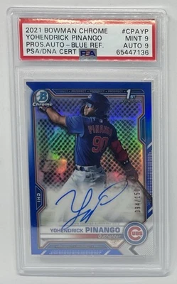 2021 Bowman Chrome Yohendrick Pinango 1st Auto TRUE BLUE 💙 /150 PSA 9 READ⬇️ - Image 1 of 2