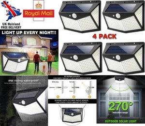 LED Solar Power Motion Sensor Light Garden Garage 270° Outdoor 4PACK Waterproof - Picture 1 of 20