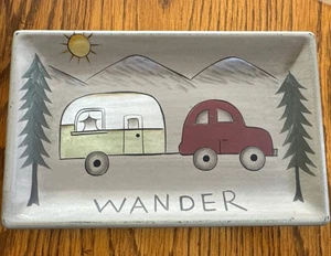 Donna White 10-1/4”Rectangle Tray The Wander Camper In The Forest Made Of Resin - Picture 1 of 4