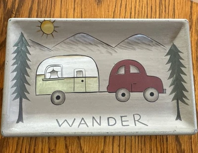 Donna White 10-1/4”Rectangle Tray The Wander Camper In The Forest Made Of Resin - Image 1 of 4