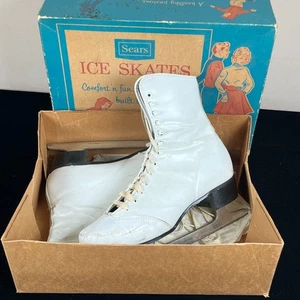 Vintage Sears & Roebuck Co Womens Ice Skates Size 9 Original Box - Picture 1 of 10
