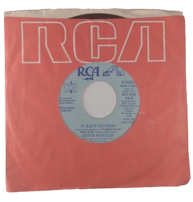 Keith Whitley - It Ain't Nothin'  - Edited Single - 9059-7-RAA  45 RPM Promo VG+ - Image 1 of 4